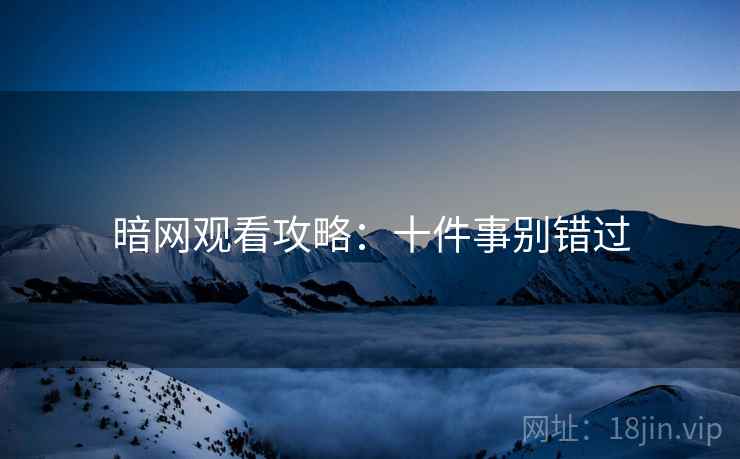暗网观看攻略：十件事别错过