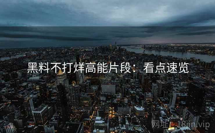 黑料不打烊高能片段：看点速览